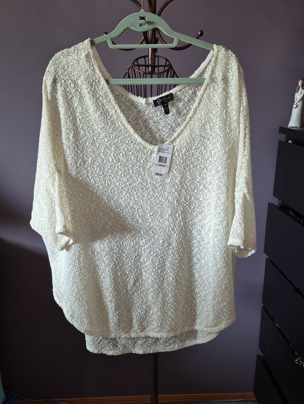Jessica Simpson Cream V-Neck Textured Tunic Top